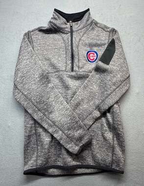 Antigua Chicago Cubs Fortune Half-Zip Sweater Size M Heather Charcoal